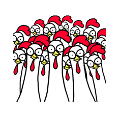 group of cartoon chickens